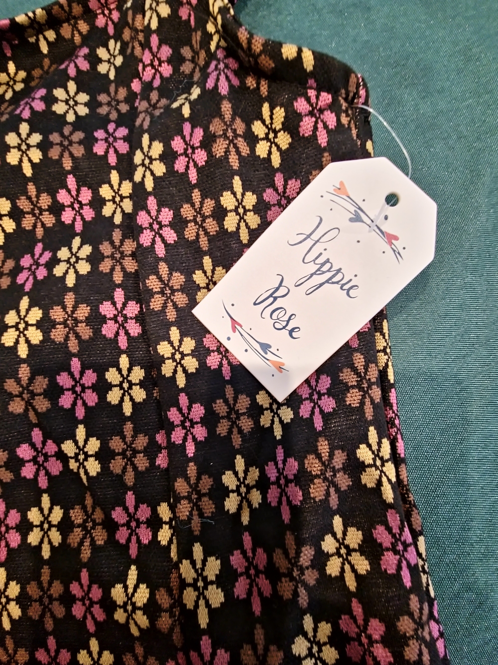 Hippie Rose Black Floral Mini Dress with Pink & Cream Accents - Picture 4 of 4